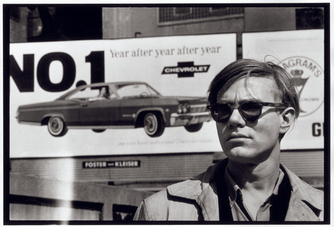 Andy Warhol in a New York City street, Spring 1965. Picture credit: ©  David McCabe (page 120).