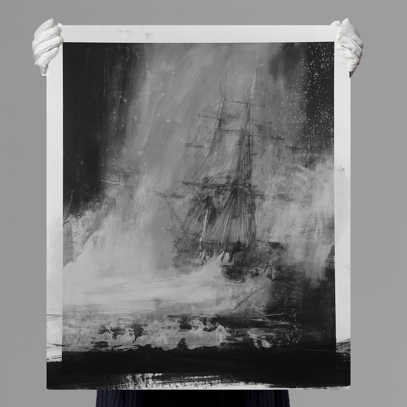 Jake Wood-Evans - Seascape with Charcoal - B&W Edition - White Paint